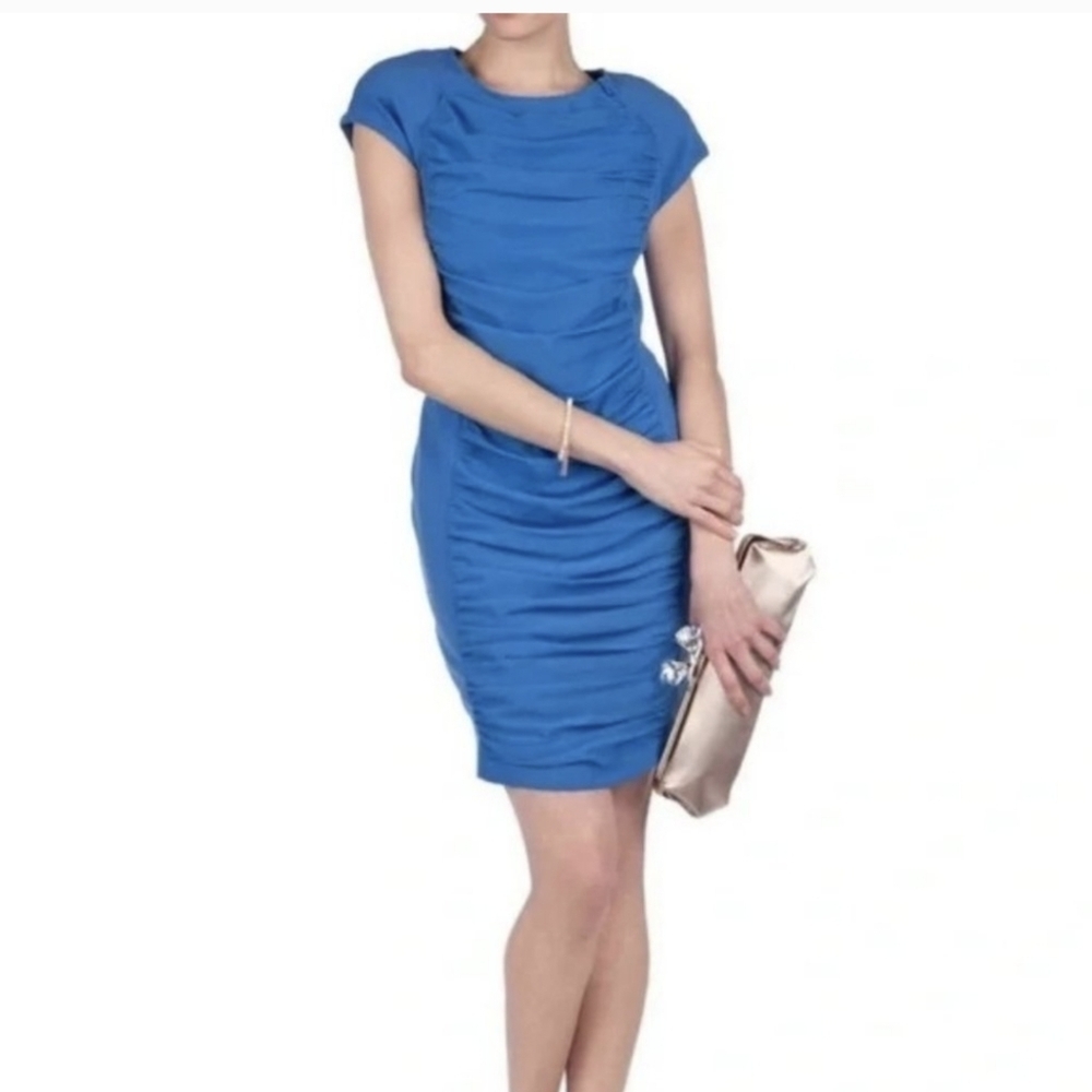 Ted baker foxbery Light Blue bodycon dress Size 0 Ruched Periwinkle